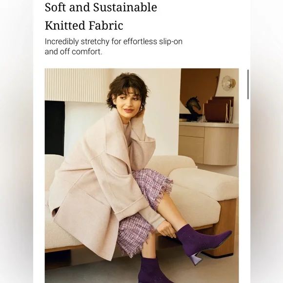 🩶NWT WOMENS VIVAIA MELISSA SQUARE TOE PERFORATED HEELED BOOTS SIZE 39 IN GREY - Picture 12 of 16